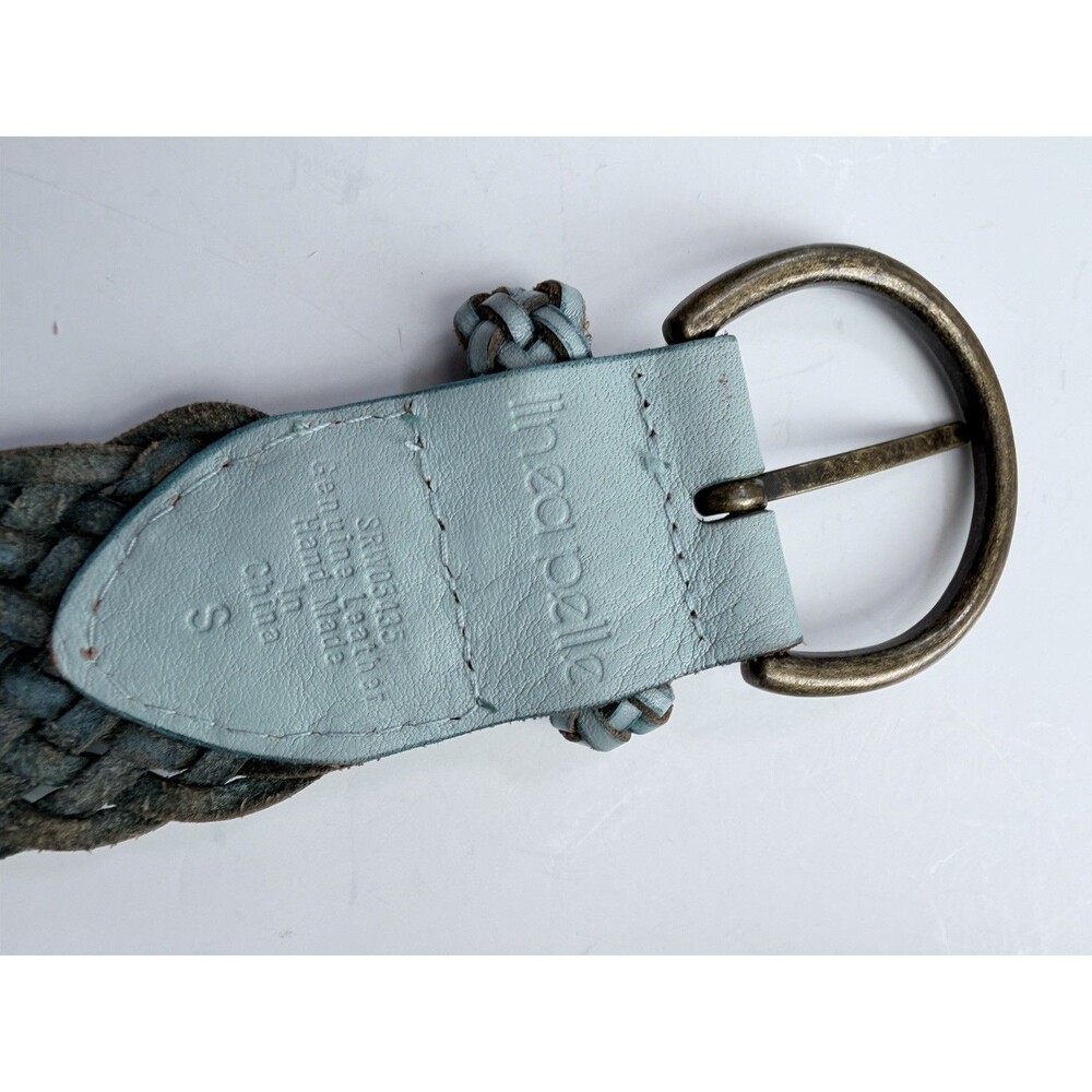 Linea Pelle Belt Braided Woven Leather Turquoise Women's Small Boho Adjustable - Picture 11 of 16